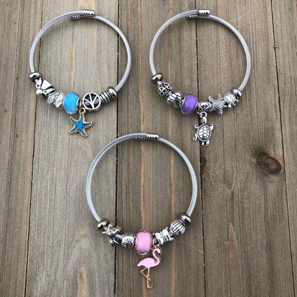 Choice of Beach Animal Charm Wired Bracelets
